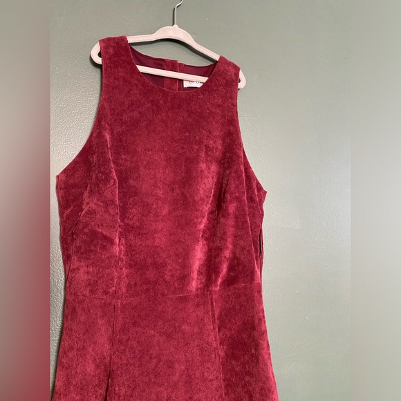 mini dress sleeveless corduroy Madam Rage burgundy red high neck side zip UK8 - Picture 3 of 15